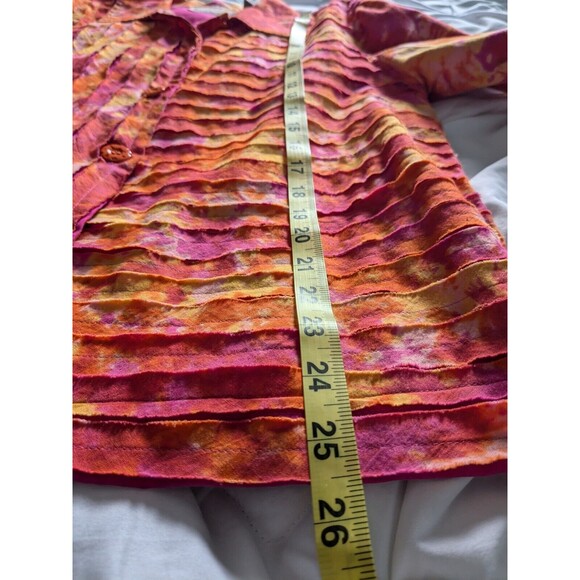 Life Style Top Women's L Vintage Strips Abstract Art Tie Dye Orange Pink Jacket - Picture 12 of 13
